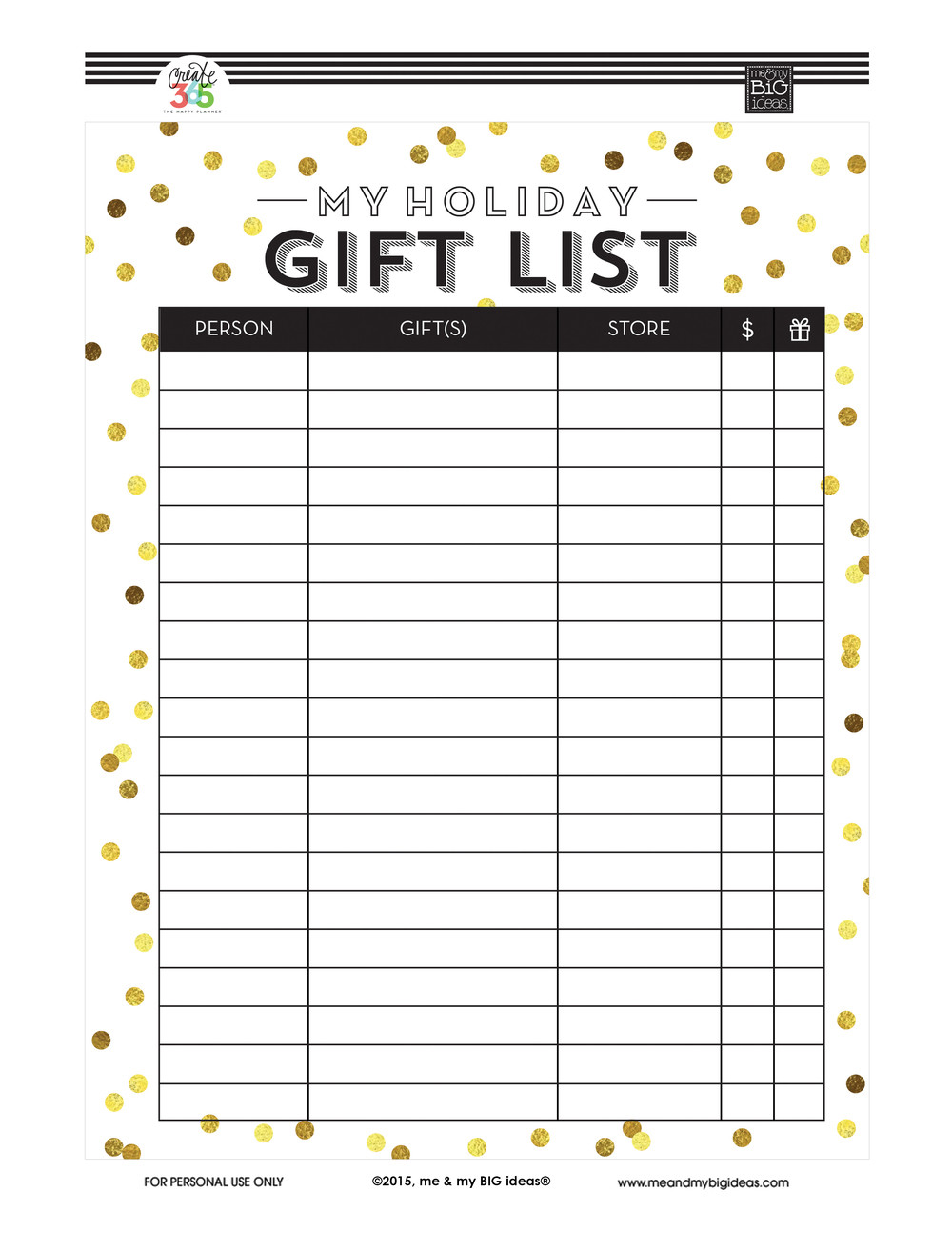 Christmas Gift List Templates
 Holiday Gift List FREE PRINTABLES — me & my BIG ideas