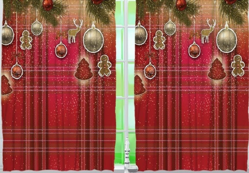 Christmas Kitchen Curtains
 Gingerbread Man Ornament Christmas Kitchen CURTAIN Panel