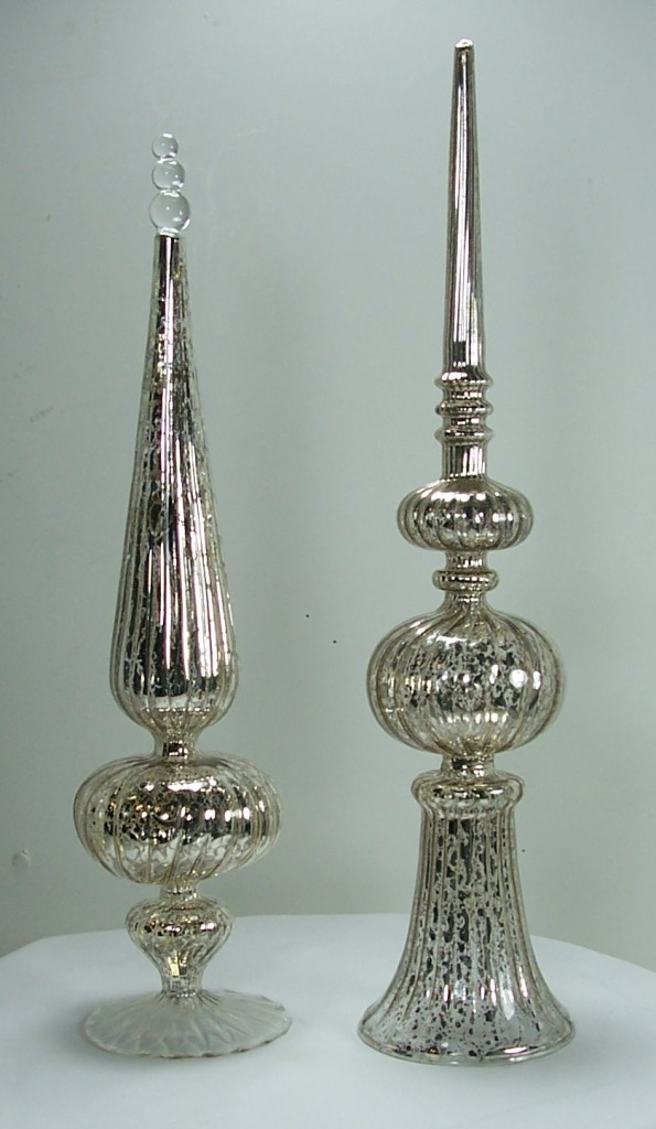 Christmas Lamp Finials Antique Style Silver Mercury Glass Finial Ornaments.