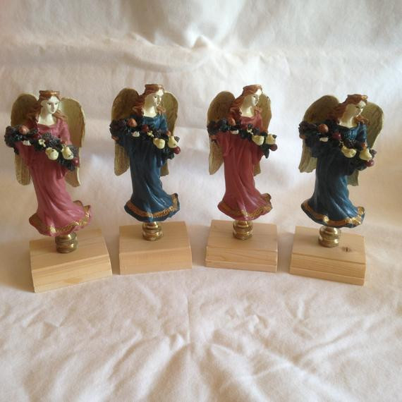 Christmas Lamp Finials
 Lot of 4 Christmas Angel Lamp Finials Toppers Cast Resin