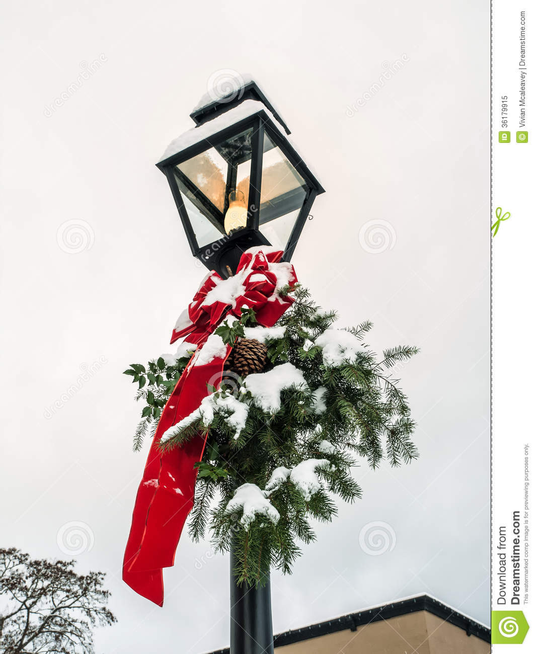 Christmas Lamp Post Decoration
 Lamp Post With Christmas Decoration Stock Image Image of