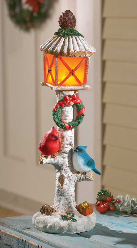 Christmas Lamp Post Decoration
 Solar Power Lighted Holiday Cardinals Tabletop Lamp Post