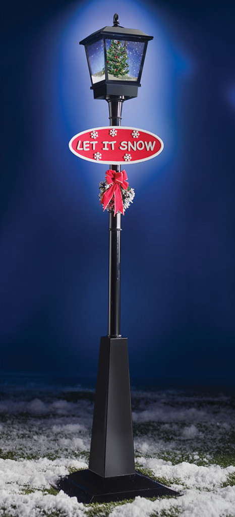 Christmas Lamp Post With Snow
 Musical Snowing Christmas Lamppost The Green Head