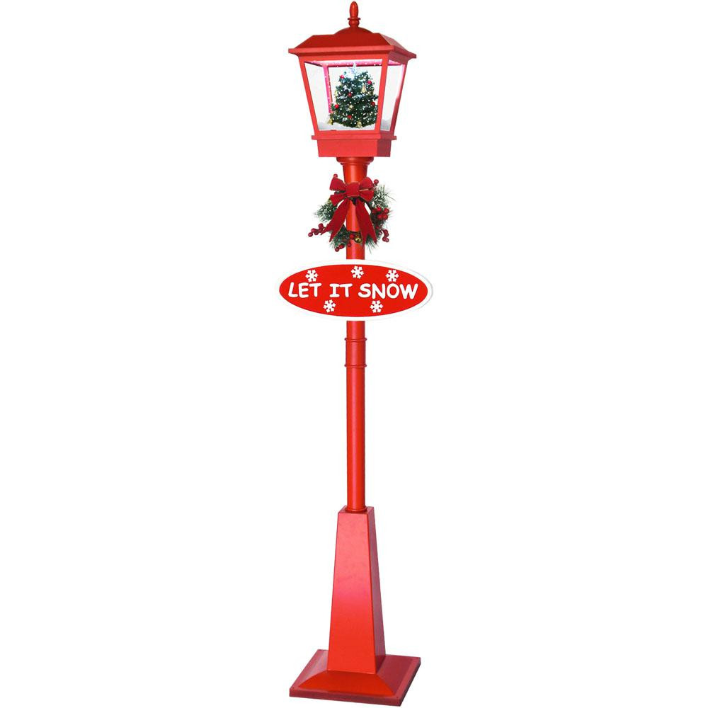 Christmas Lamp Post With Snow
 Fraser Hill Farm 71 in Musical Lantern Lamp Post in Red