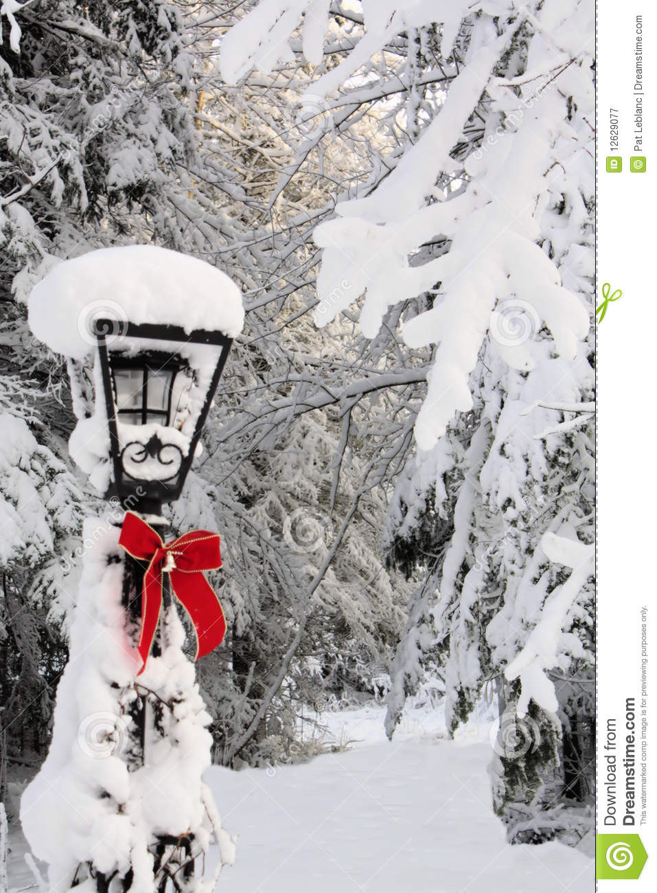 Christmas Lamp Post With Snow
 Lamp Post In Winter Royalty Free Stock graphy Image