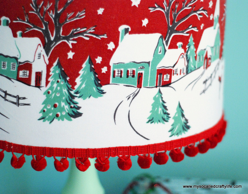 Christmas Lamp Shade
 DIY Vintage Tablecloth Covered Christmas Lampshade My So