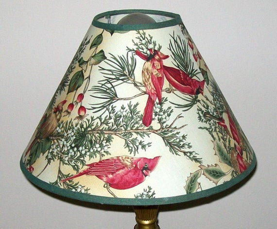 Christmas Lamp Shade
 ChristmasInJuly Sale Vintage Christmas Cardinal Lamp