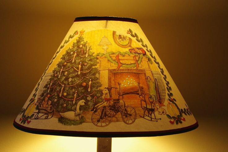 Christmas Lamp Shades
 Christmas Lamp Shade Nostalgic Tree & Fireplace Setting