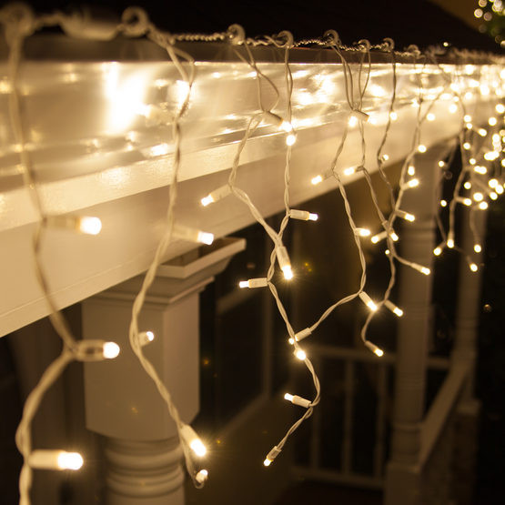 Christmas Lighting Icicle
 70 5mm LED Icicle Lights Warm White White Wire Yard Envy