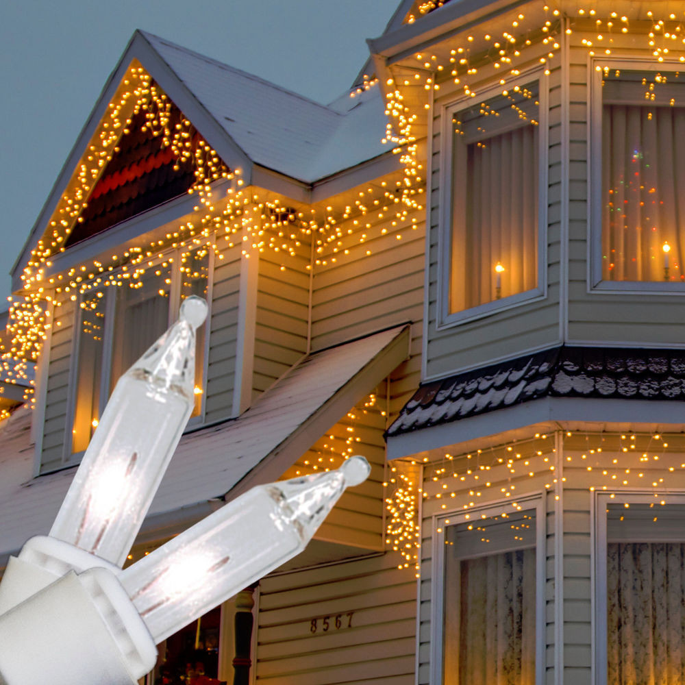 Christmas Lighting Icicle
 100 Clear Icicle Lights White Cord Wedding Party Deck
