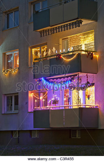 Christmas Lights Balcony
 Decorated Balcony Night Stock s & Decorated Balcony