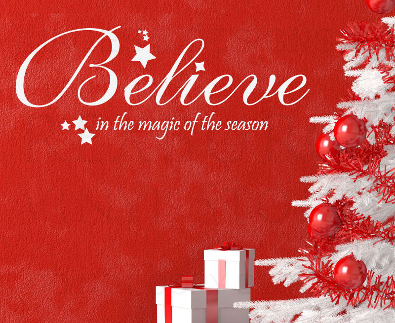 Christmas Magic Quote
 Wall Decal Quote Vinyl Sticker Art Lettering Believe