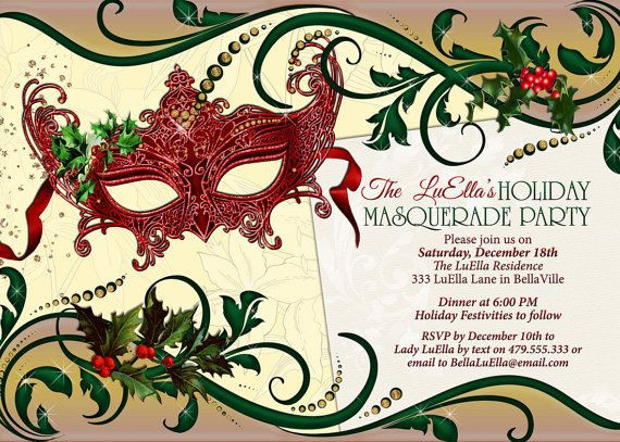 Christmas Masquerade Party Ideas
 Holiday Masquerade Party Masquerade Invitation Christmas