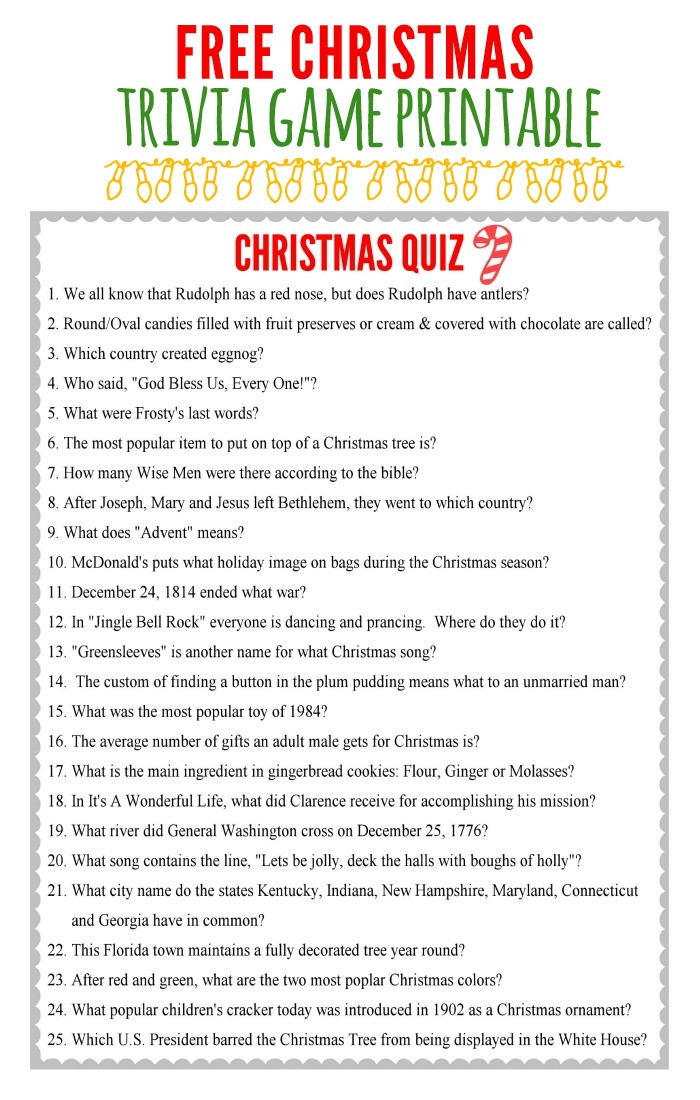 Christmas Movie Quote Game
 Free Christmas Trivia Game
