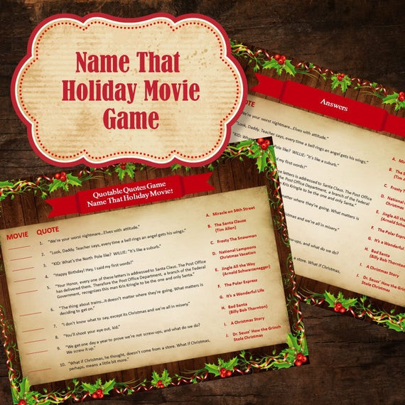 Christmas Movie Quote Game
 Name That Holiday Movie Game Quotable Quotes