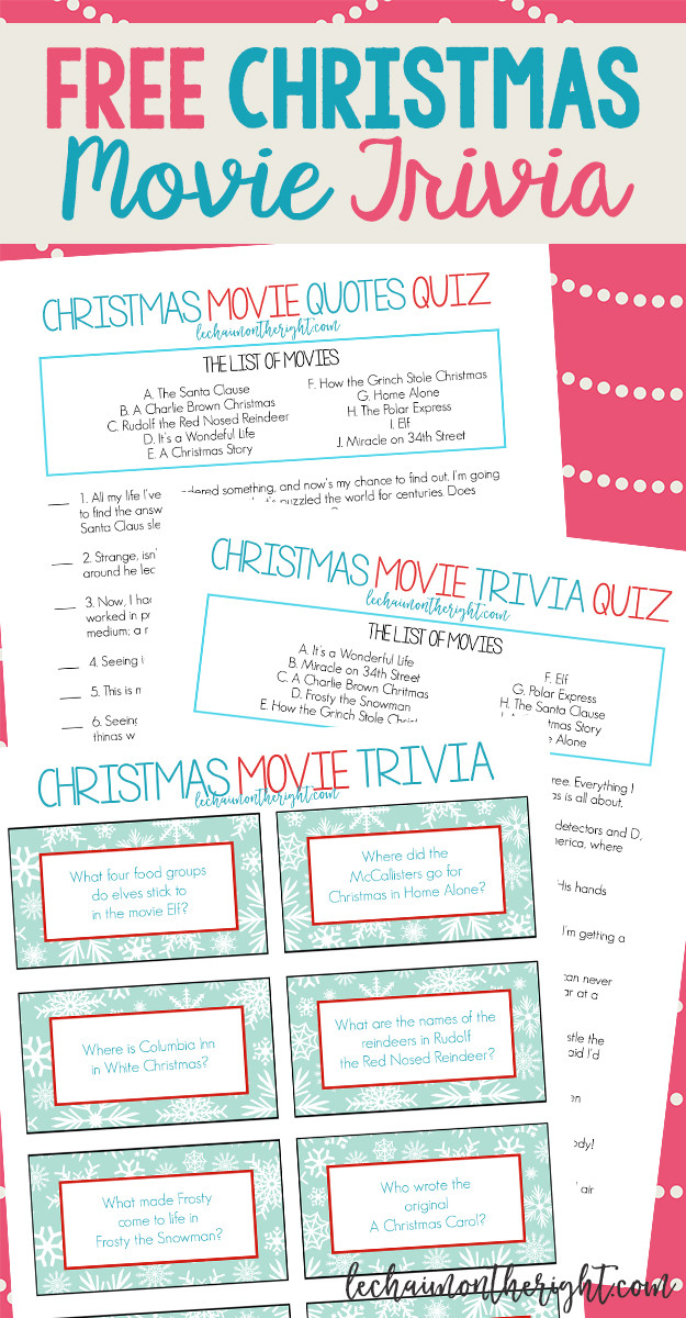 Christmas Movie Quote Game
 Free Printable Christmas Movie Trivia Christmas Game Night