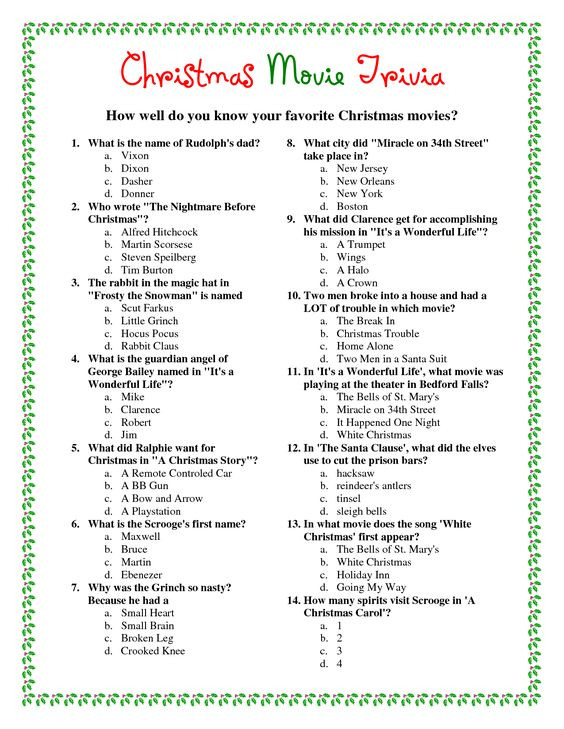 Christmas Movie Quote Quiz
 Printable Christmas Movie Trivia pdf Download legal