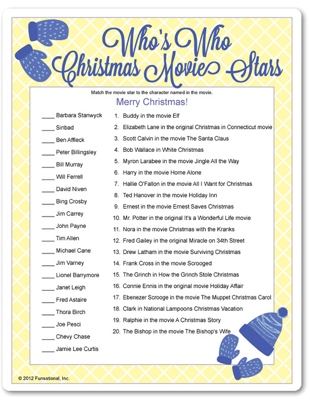 Christmas Movie Quote Quiz
 Fun Christmas Party Game