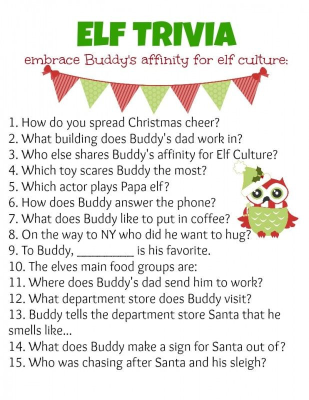 Christmas Movie Quote Quiz
 Elf Holiday Party Ideas
