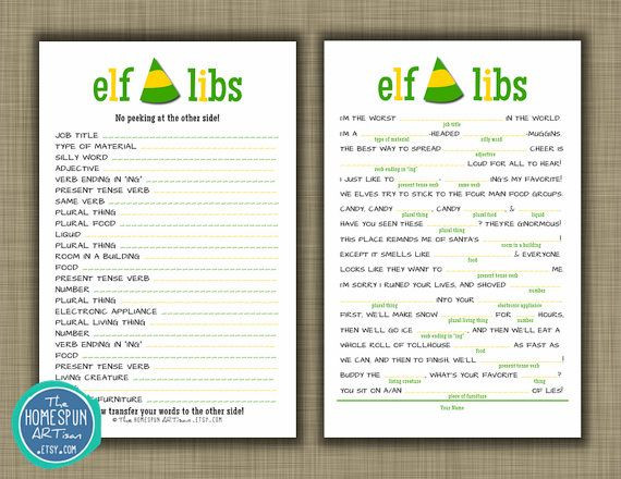 Christmas Movie Quotes Game
 Elf Movie Quotes Christmas Mad Libs Buddy The Elf Movie
