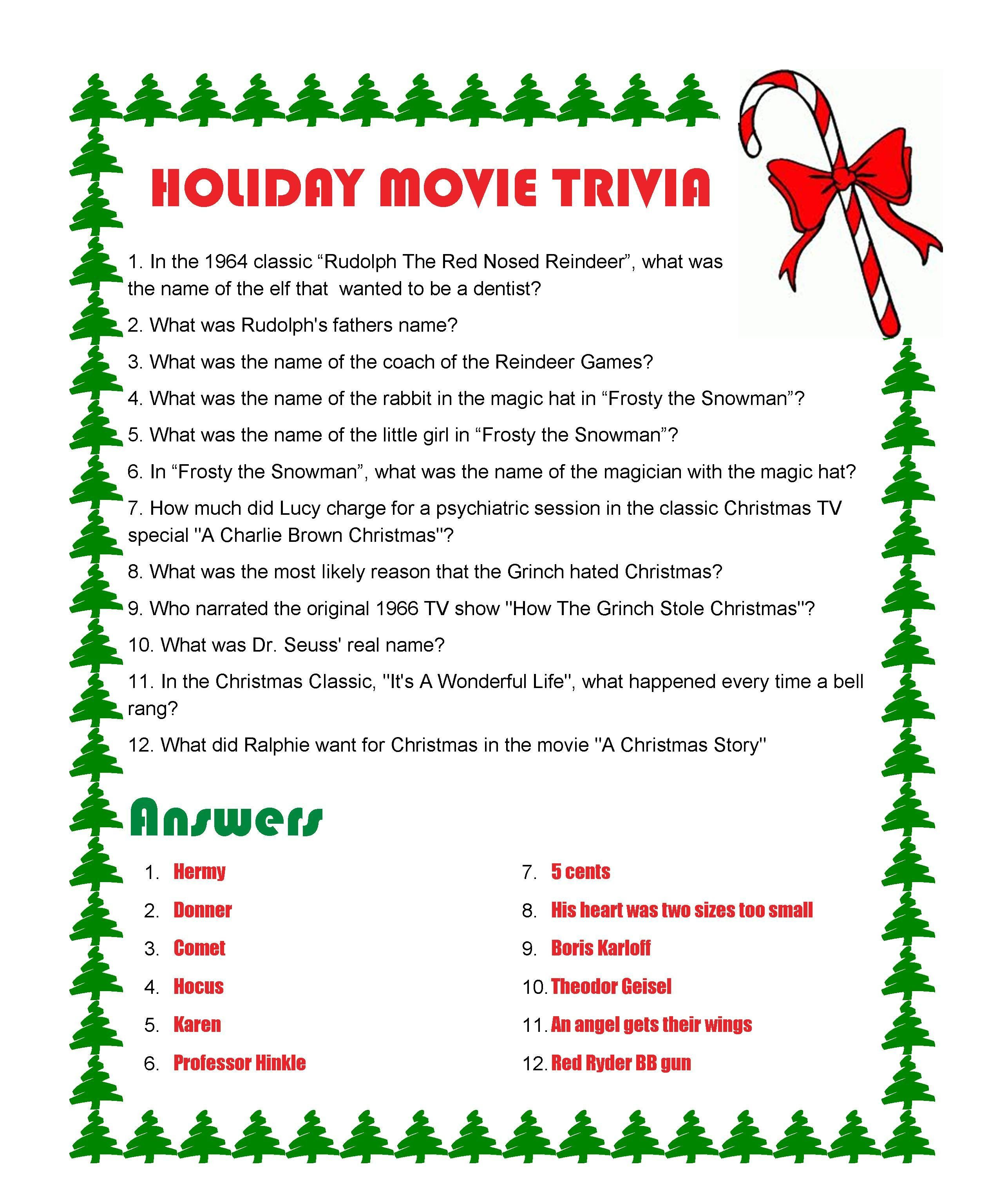 Christmas Movie Quotes Game
 Holiday Movie Trivia with answers