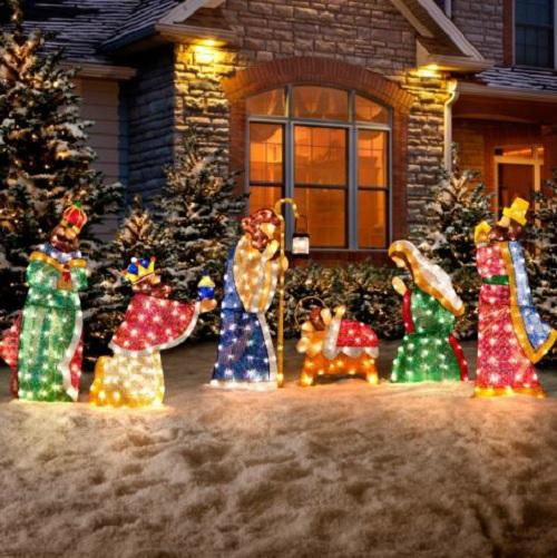 Christmas Nativity Scene Outdoor
 6 pc SET Outdoor Lighted HOLY FAMILY WISEMEN NATIVITY