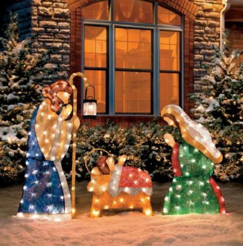 Christmas Nativity Scene Outdoor
 3 PC SET Outdoor Lighted HOLY FAMILY NATIVITY SCENE