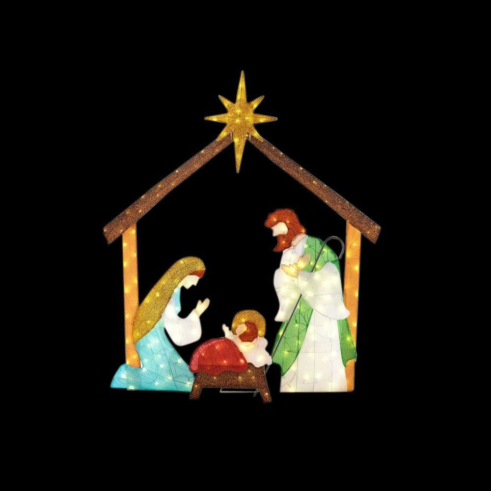Christmas Nativity Scene Outdoor
 Home Accents Holiday 66 in LED Lighted Tinsel Nativity