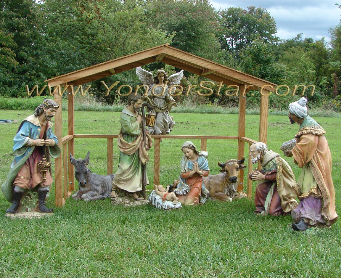 Christmas Nativity Scene Outdoor
 Outdoor Nativity Scene with Wooden Manger Pre Order July