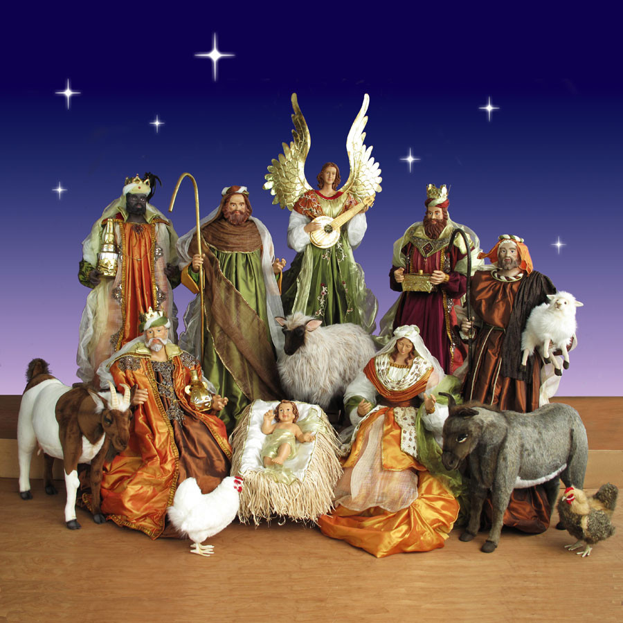 Christmas Nativity Set Indoor
 Life Size Nativity Set with Resin Figurines and Plush Animals