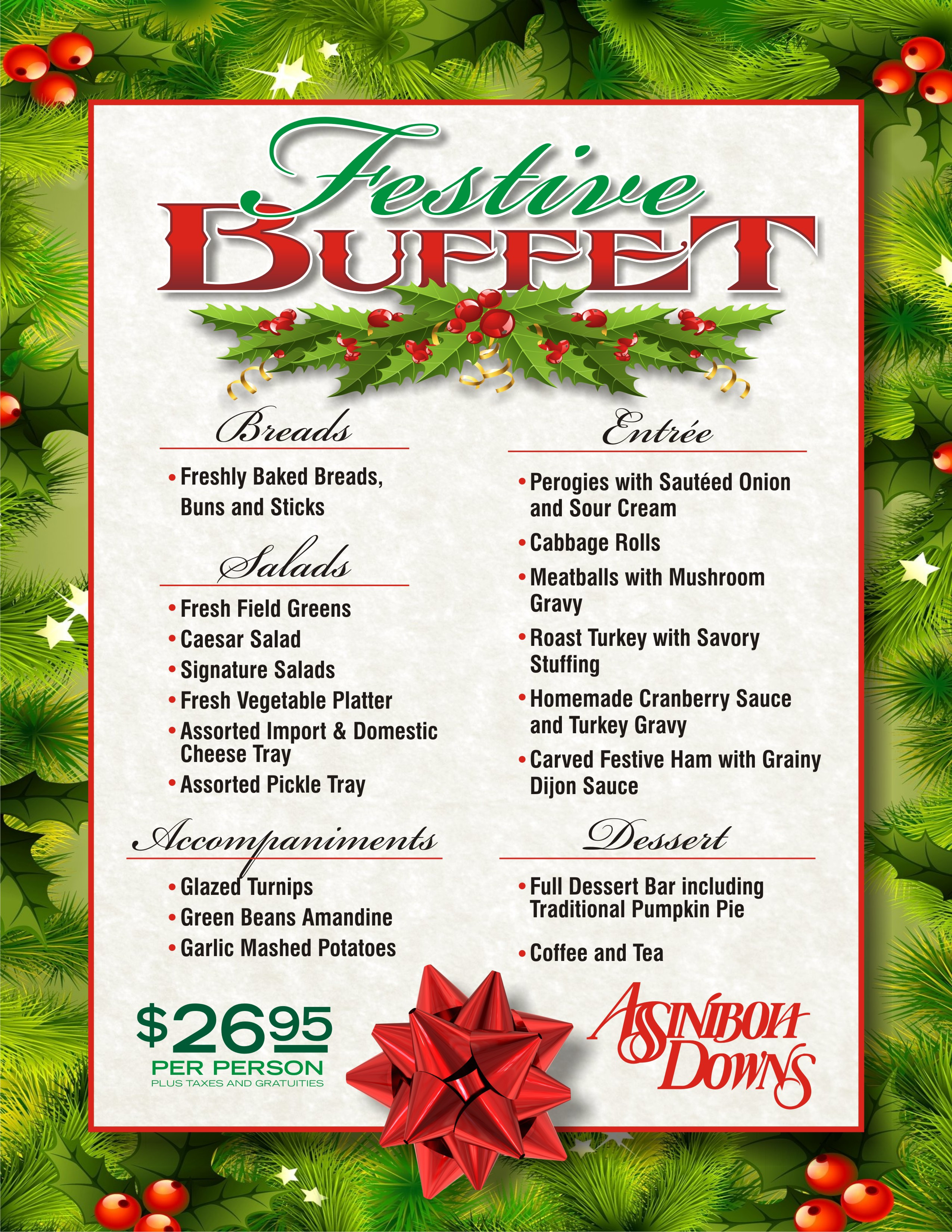 Christmas Party Menu Ideas For Large Groups
 Dining Assiniboia Downs Live Racing Simulcast Racing