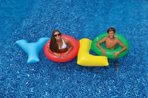 Christmas Pool Floats
 109" Multi Colored "YOLO" Inflatable Novelty Swimming Pool