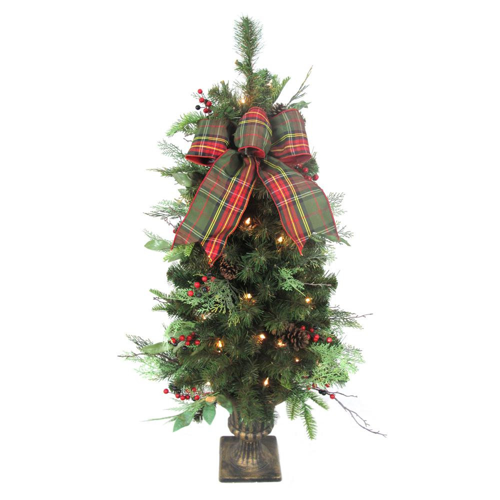Christmas Porch Trees
 Home Accents Holiday 4 ft Pre Lit Woodmoore Tales