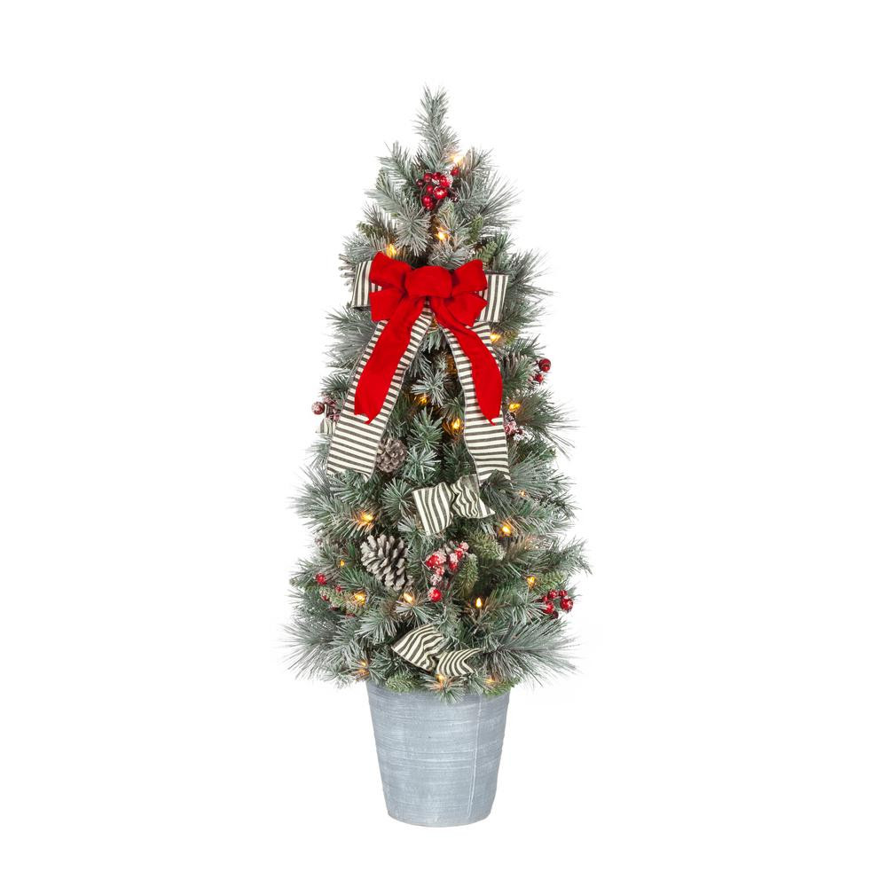Christmas Porch Trees
 Home Accents Holiday 4 ft Snowy Pinecone and Berry