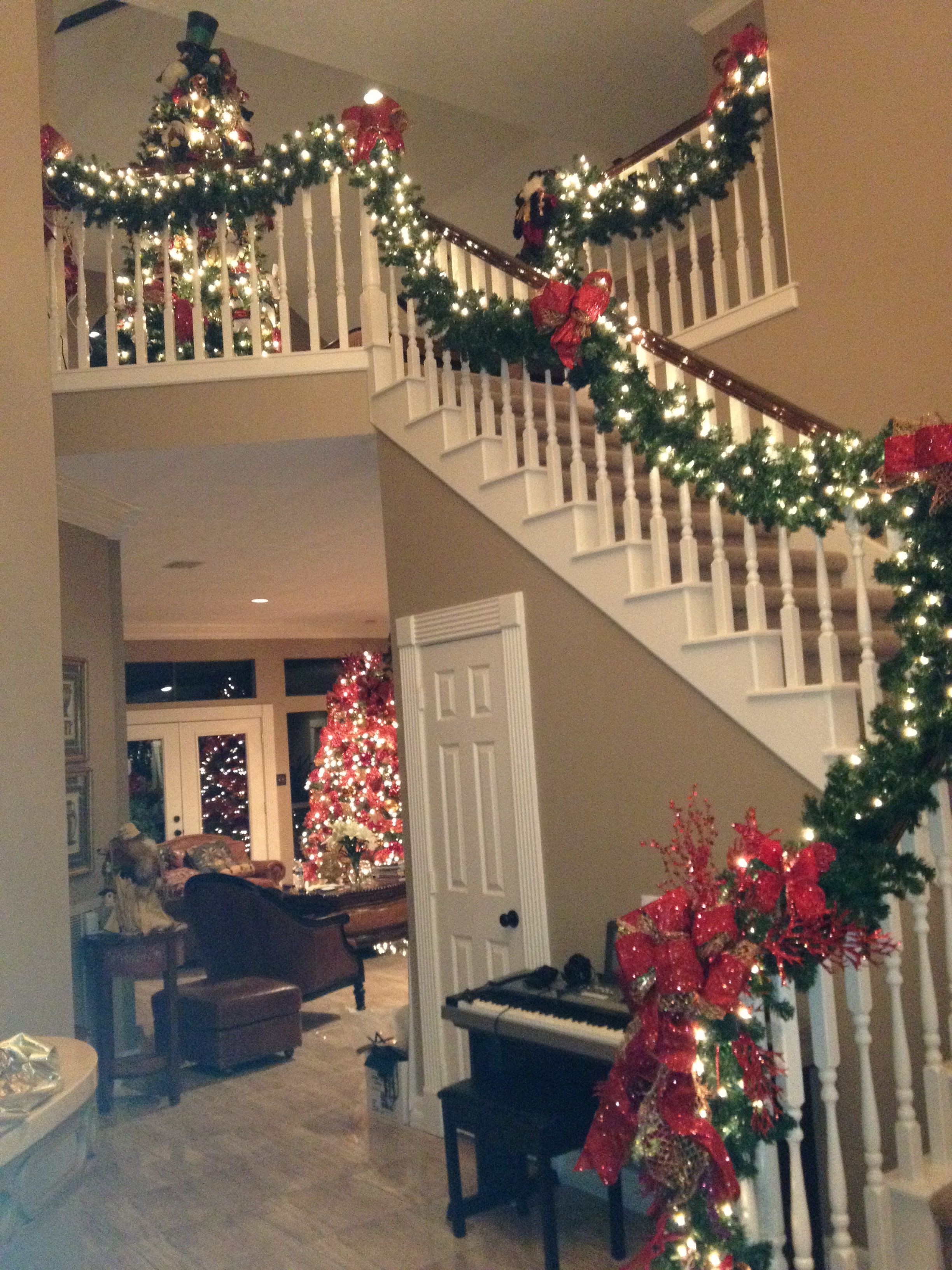 Christmas Staircase Decorating
 Wrap it Design Holiday Decor Pinterest