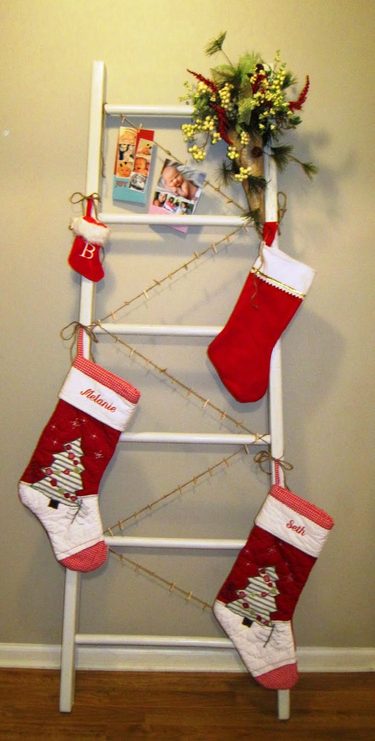 Christmas Stocking Floor Stand
 DIY Christmas ladder stocking and card holder
