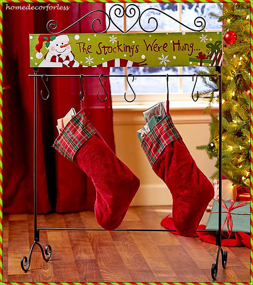 Christmas Stocking Floor Stand
 Snowman 6 Stocking Holder Hanger Floor Stand Holiday