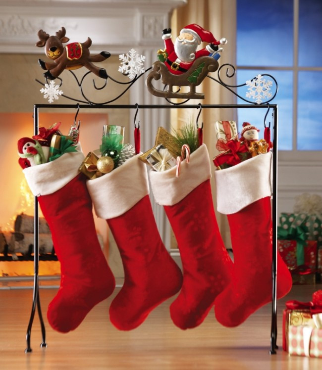 Christmas Stocking Floor Stands
 Santa & Reindeer Floor Stocking Holder – Christmas