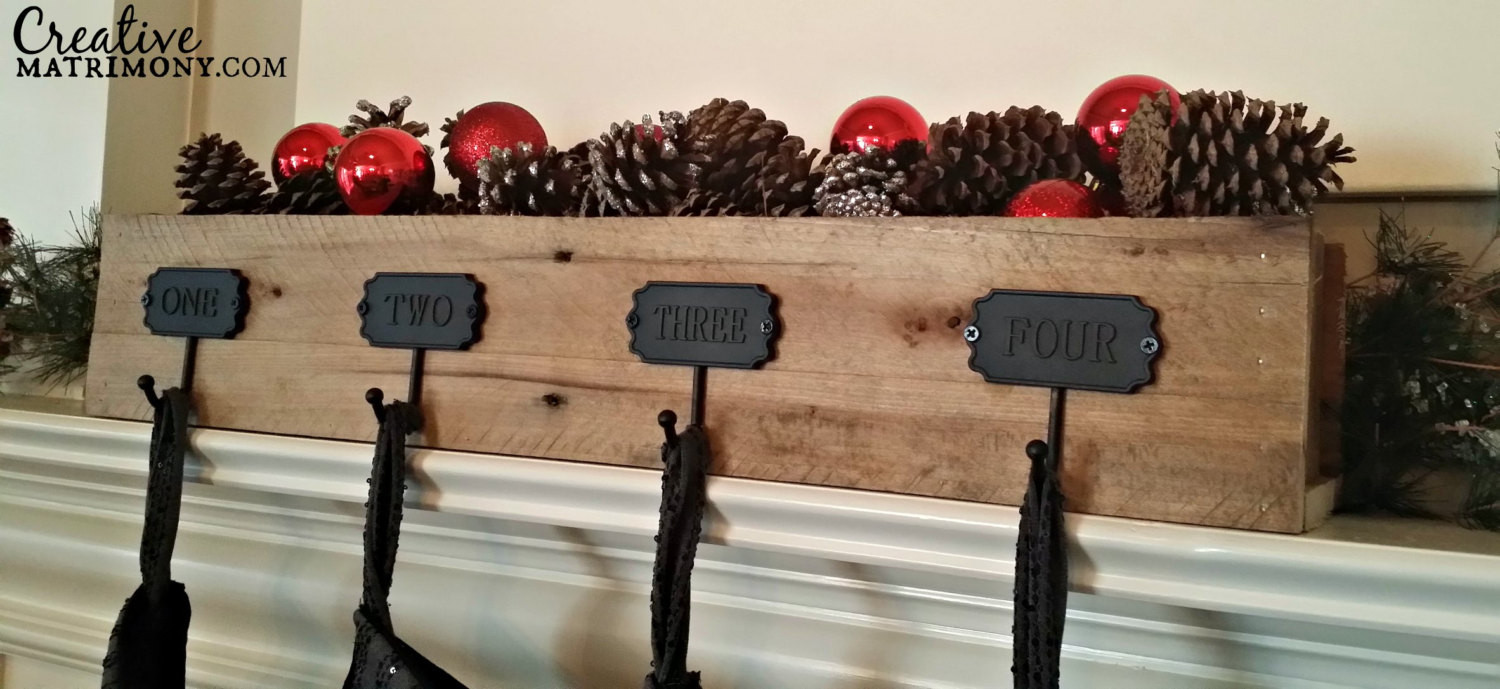 Christmas Stocking Hangers For Fireplace
 Custom Rustic Reclaimed Wood Fireplace Mantle Stocking Holder