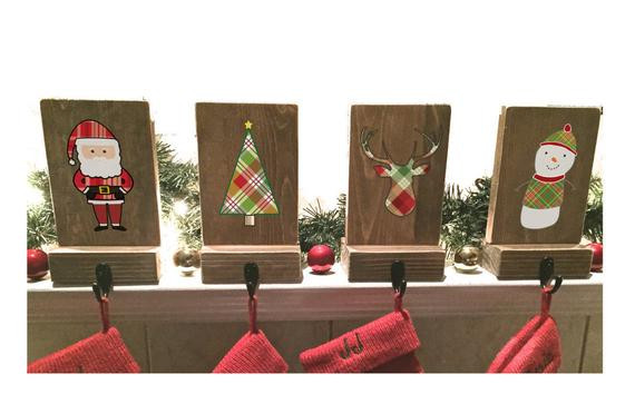 Christmas Stocking Hangers For Fireplace
 stocking holders mantle stockings reclaimed wood set of 4