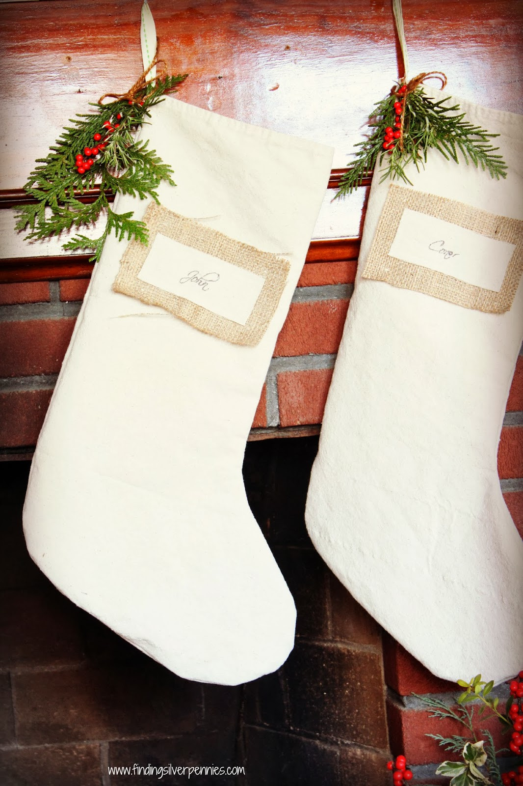 Christmas Stockings DIY
 DIY Drop Cloth Christmas Stockings Finding Silver Pennies