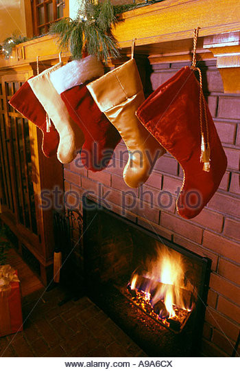 Christmas Stockings Hanging Over Fireplace
 Christmas Stockings Mantle Stock s & Christmas