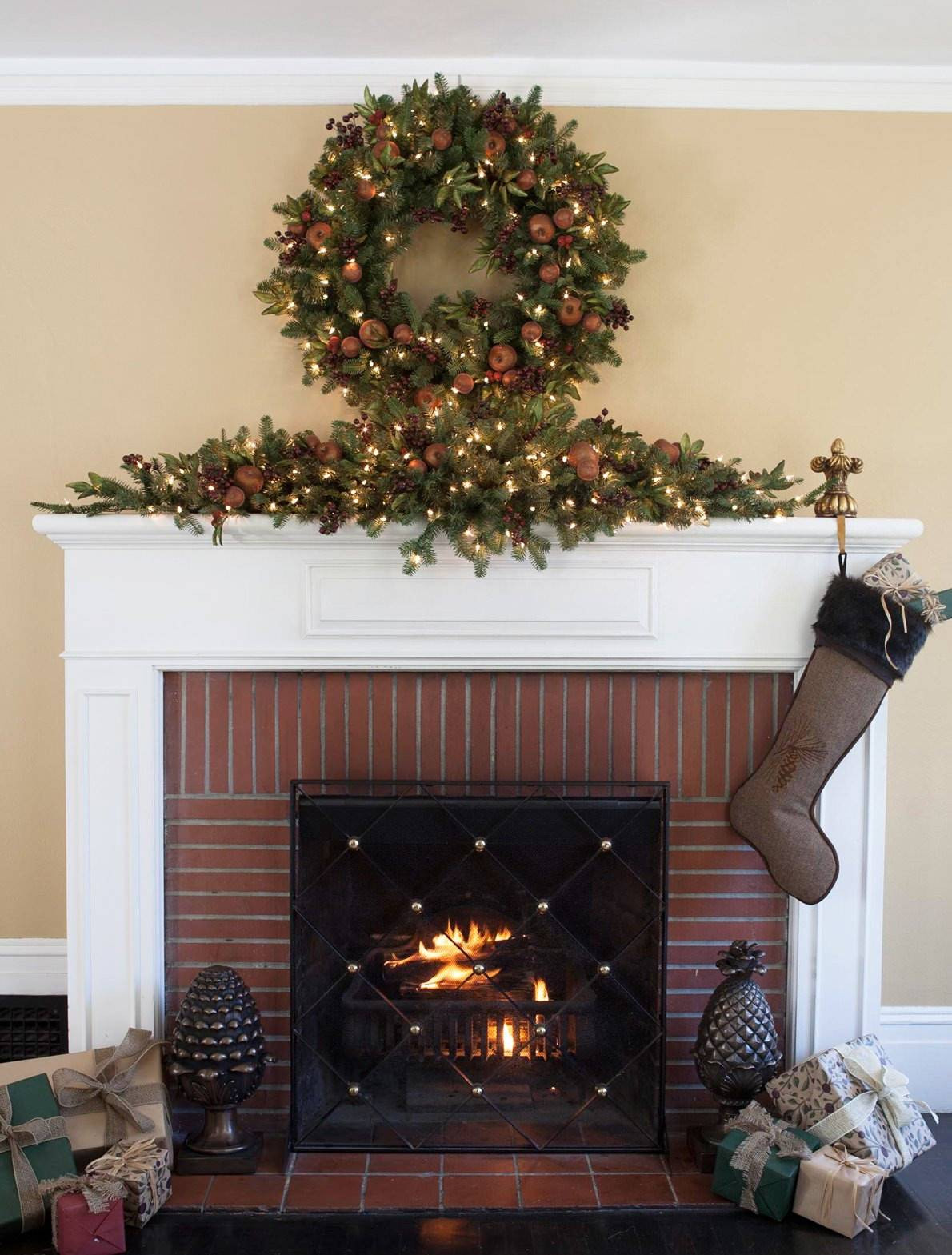 Christmas Swags For Fireplace
 Orchard Harvest Artificial Christmas Wreath And Garland