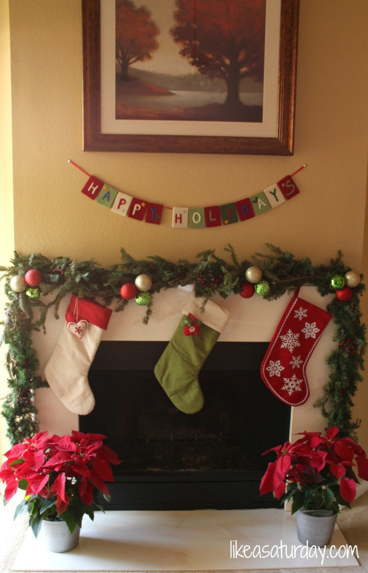 Christmas Swags For Fireplace
 Christmas garland around the fireplace