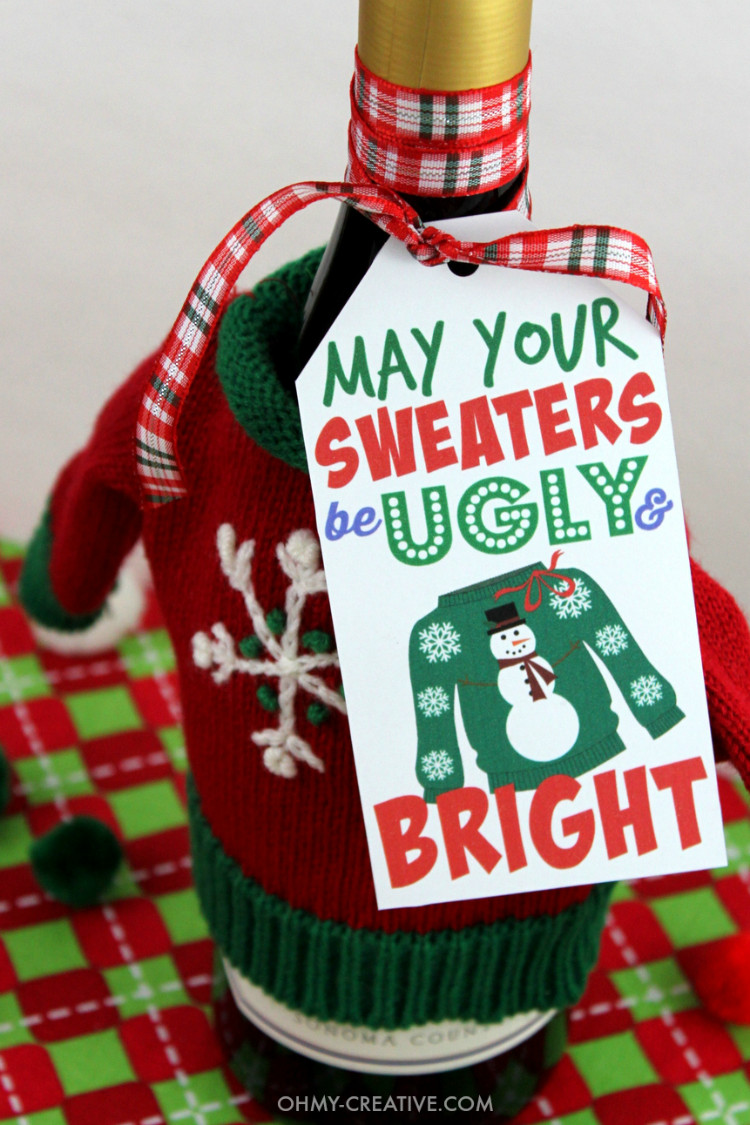Christmas Sweater Ideas For A Party
 Ugly Sweater Gift Tag Printable Oh My Creative