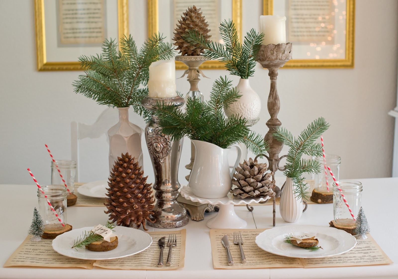 Christmas Table Centerpiece Ideas
 Domestic Fashionista Natural Christmas Tablescape