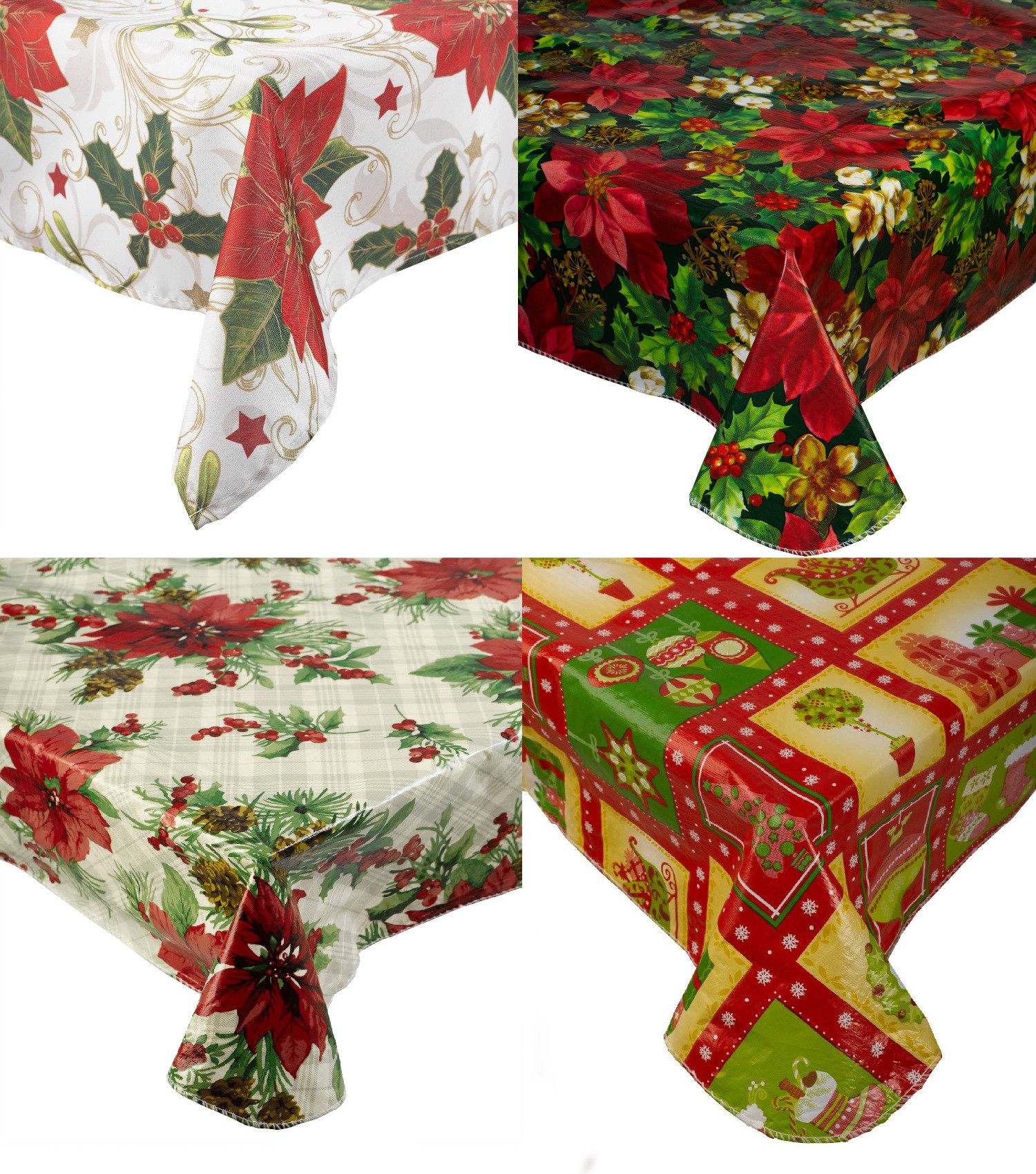 Christmas Table Cloths
 Festive Christmas Tablecloth PVC Flannel Back Xmas Design