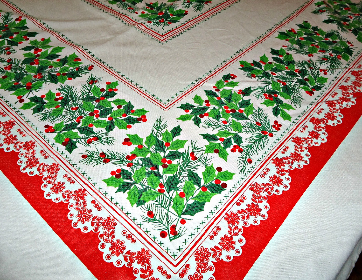Christmas Table Cloths
 Vintage Christmas Tablecloth Long Christmas Table Cloth