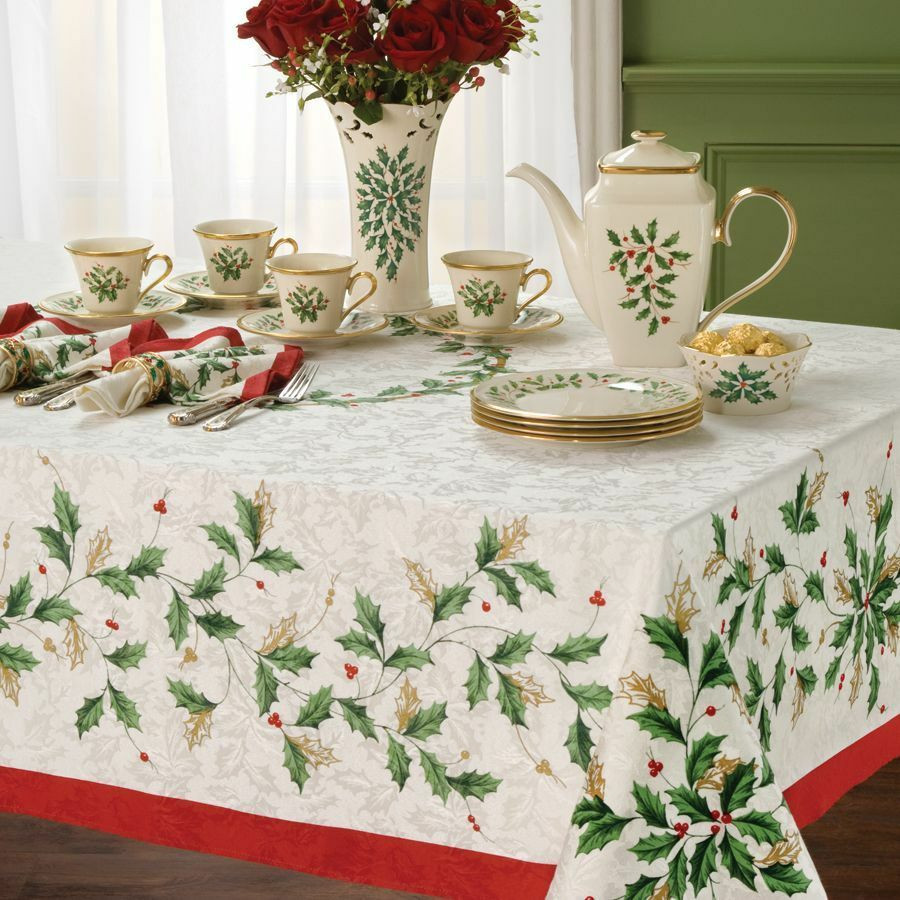 Christmas Table Cloths
 LENOX HOLIDAY HOLLY CHRISTMAS TABLECLOTH VARIOUS SIZES