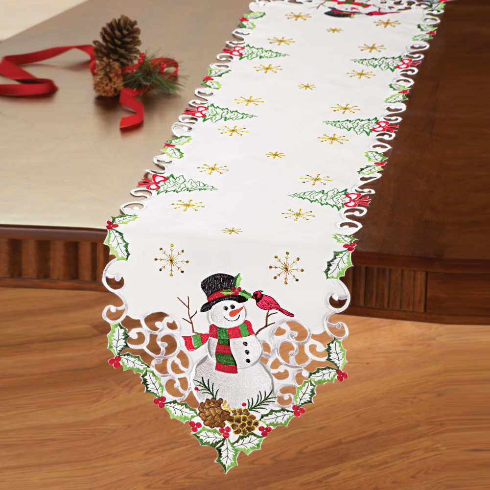 Christmas Table Linens
 Christmas Snowman Cardinal Table Linens by Collections